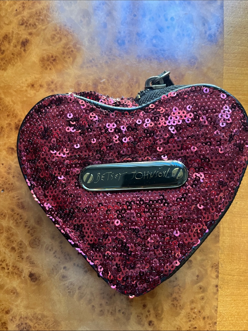 Betsey Johnson Pink Sequin Wristlet Clutch